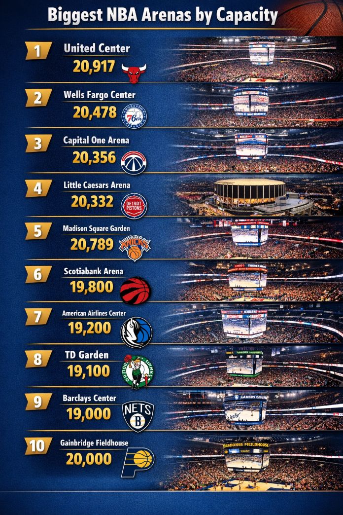 largest NBA arenas ranked by seating capacity